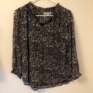 LOFT Women's Floral Black Blouse